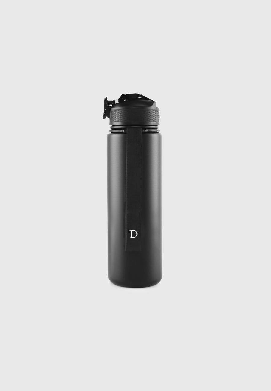Straw Bottle Black Thermo