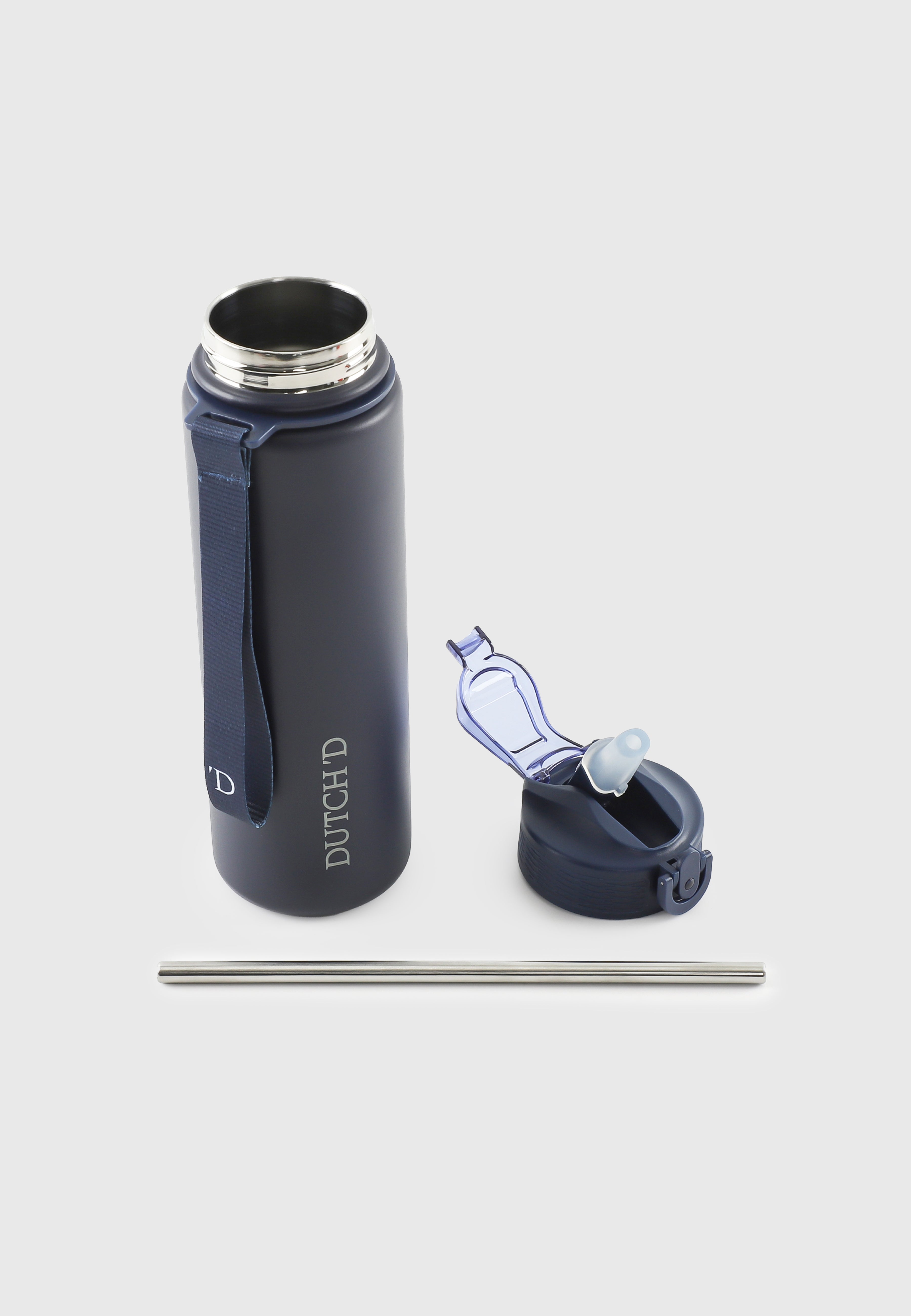 Straw Bottle Navy Thermo