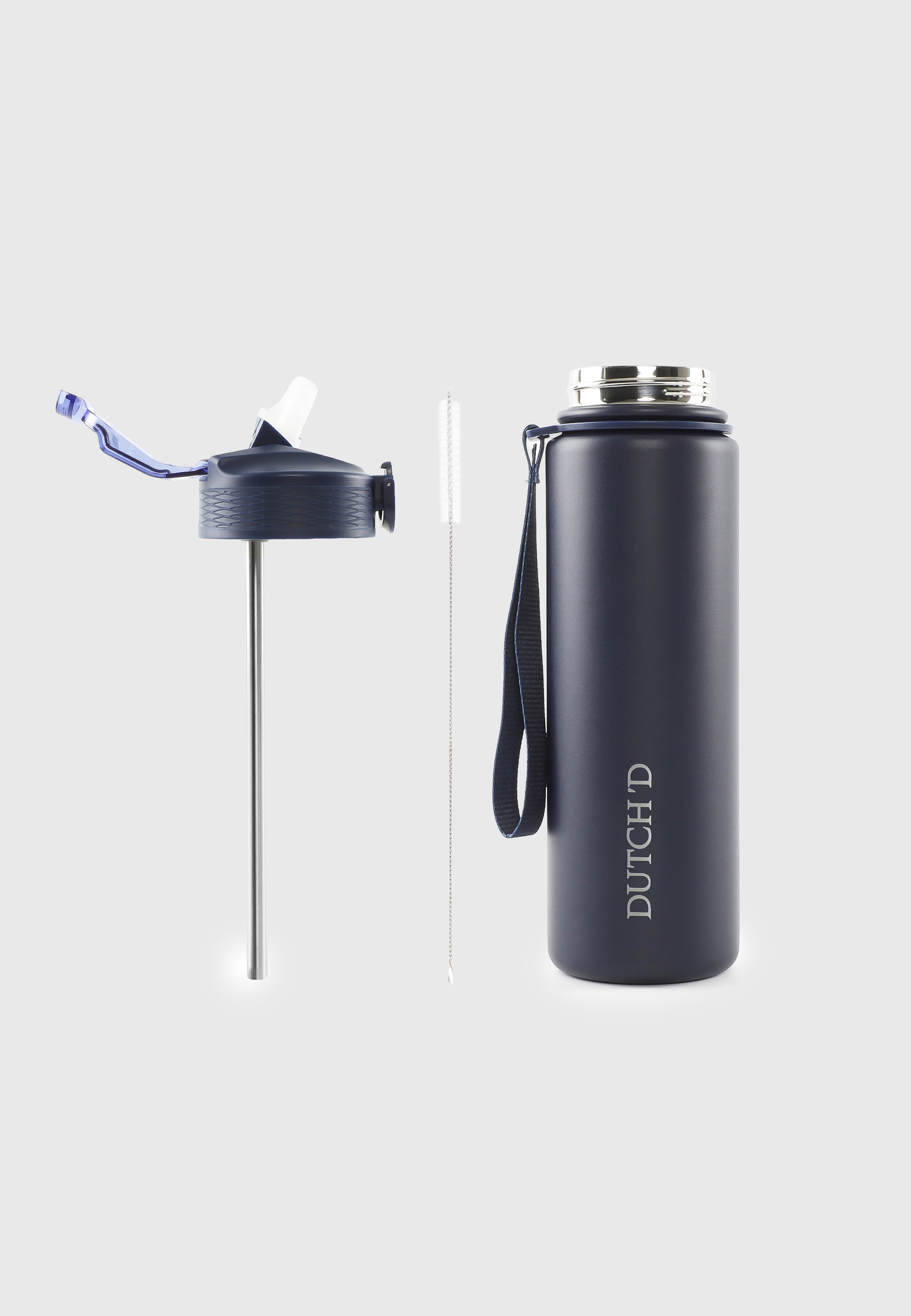 Straw Bottle Navy Thermo
