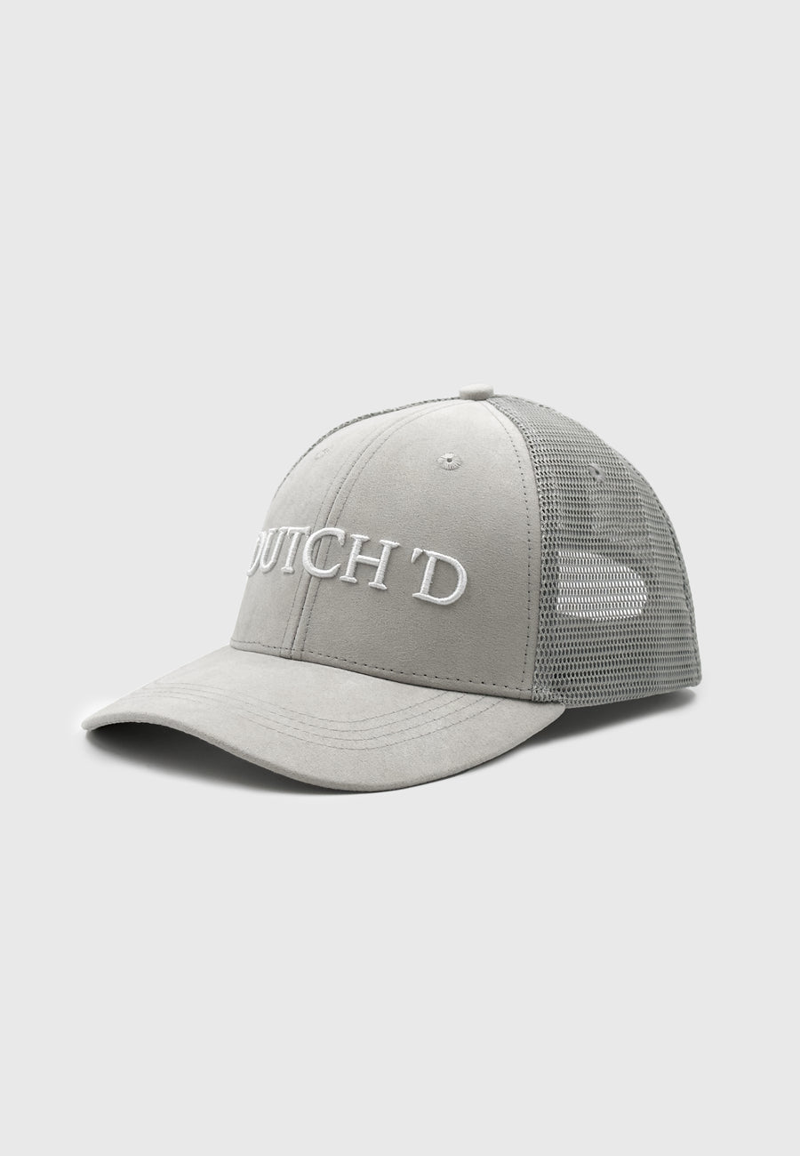 Logo trucker cap grey suede